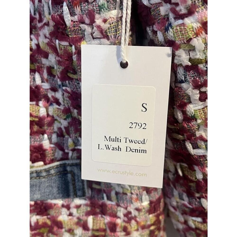 Ecru Womens Small Tweed Knit Button Up Jacket Beetroot - Picture 11 of 13